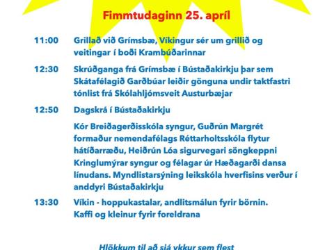 sumardagurinn fyrsti 2024, dagskrá, leiðrétt